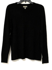 Style  Co Women's Size S Black Fine Gauge Pullover Crewneck Long-Sleeve Sweater
