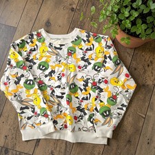 Looney Tunes Sweatshirt Colorful Fun Cartoons Sz L / Casual School Retro TV