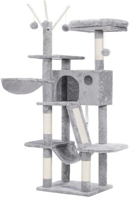 Cat Tree 53 Inch Cat Tower Indoor Cats House with Padded Platform Bed Toy Balls