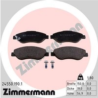 Vorderachse Zimmermann 24550.190.1 Bremsbelagsatz, Scheibenbremse FüR Opel