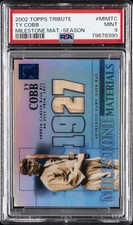 2002 TOPPS TRIBUTE MILESTONE MATERIALS SEASON #MIMTC TY COBB 26/27 PSA 9