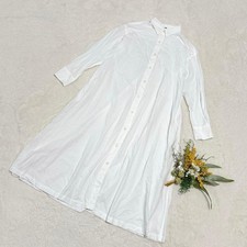 UNIQLO Women's Cotton A-line Shirt Dress White S Casual Easy Wear