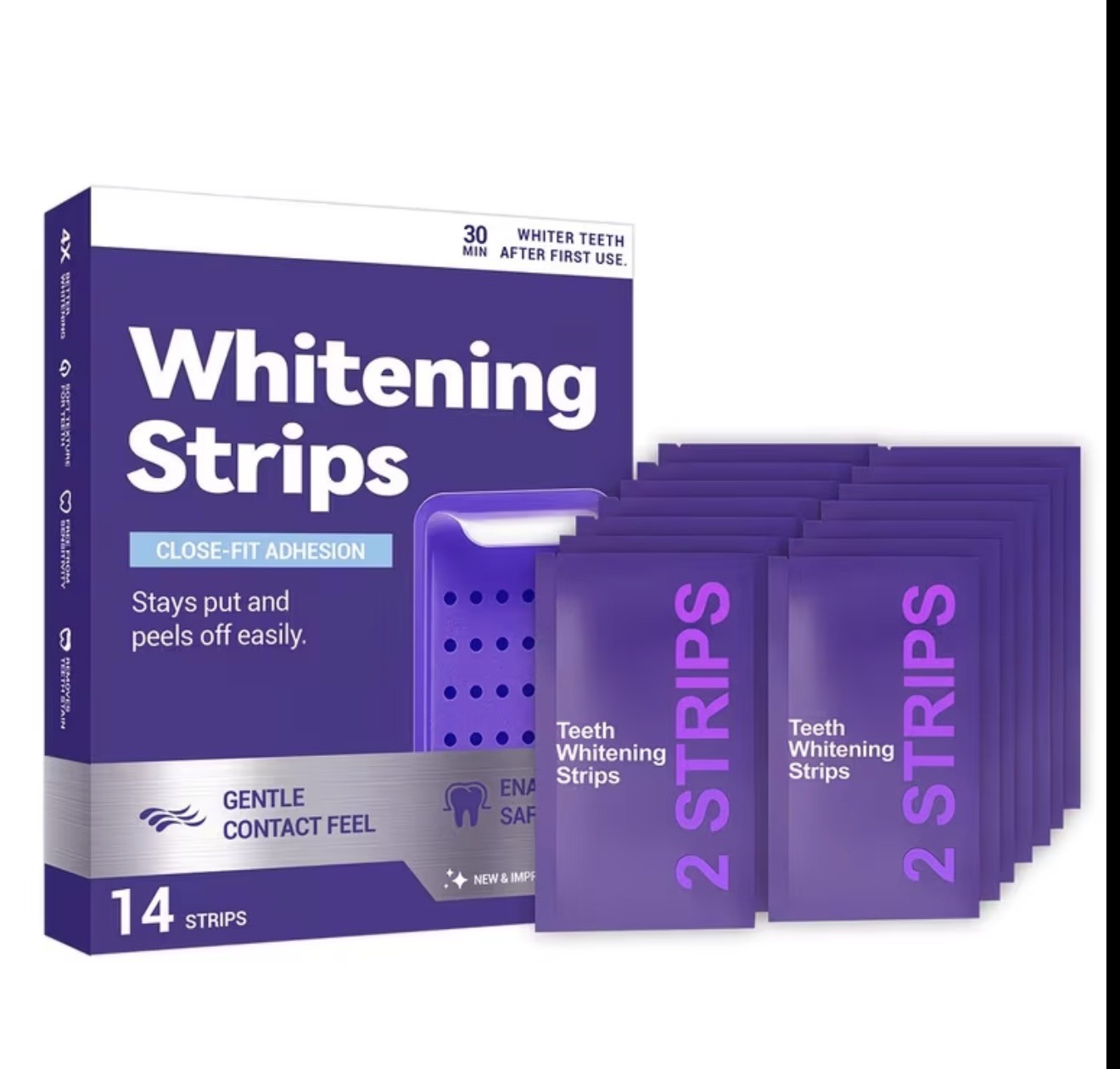 DR.DENT Purple Teeth Whitening Strips 14Ct Peroxide Free