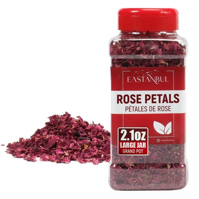 Dried Rose Petals, 2.1oz, Premium Edible Rose Petals, Dried Flower for Herbal...