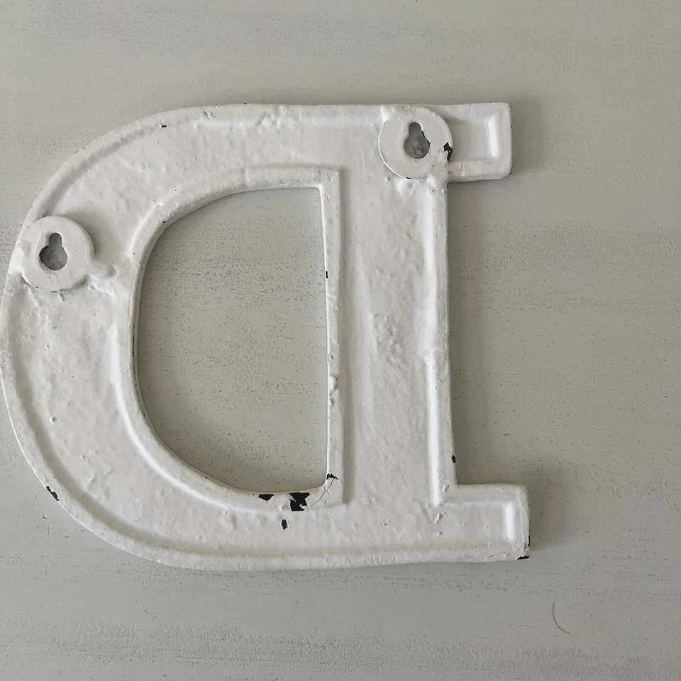 Monogram Initial D Pottery Barn Teen ~ WHITE RUSTIC METAL LETTER "D" ~ NIB HTF! - Image 2 of 3