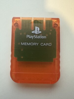 Official Sony PlayStation 1 PS1 Authentic Memory Card OEM Tested PSOne Orange