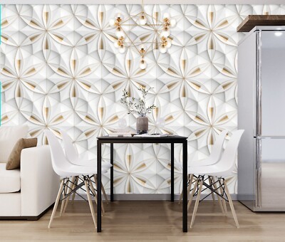 3D White Petals G6474 Wallpaper Wall Murals Removable Self-adhesive Honey