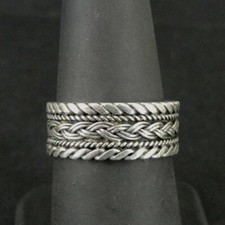 Ring Silver Braid and Twist Design wider Band Sterling 925 Size 7 Band Ring