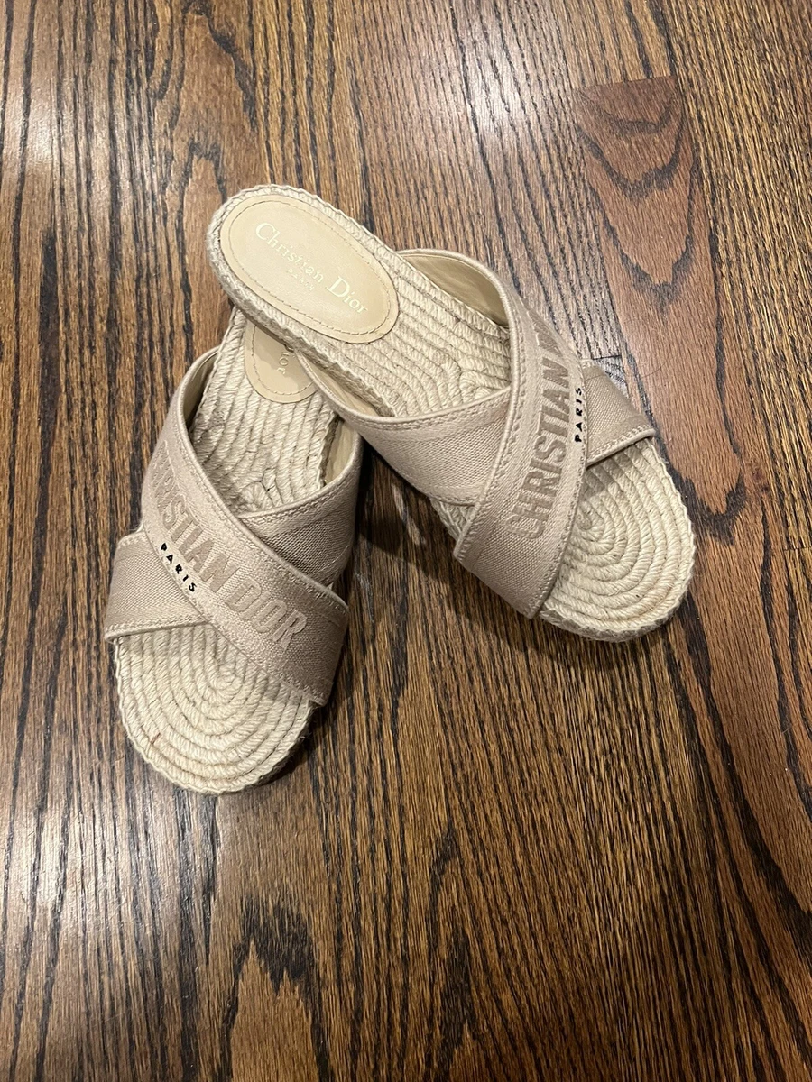 Dior Beige Granville Dway Criss Cross Espadrille Sandals 41 eBay
