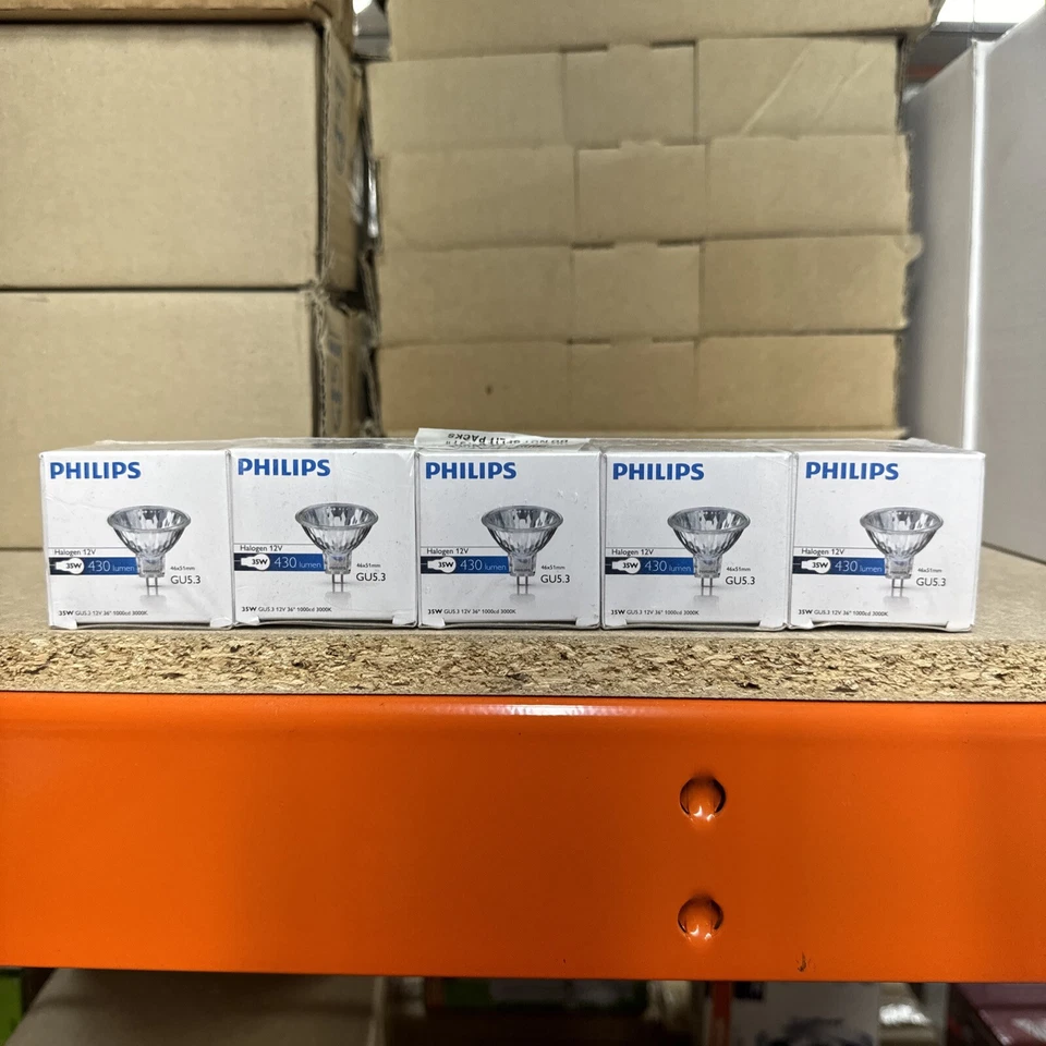 Philips 12V 35W GU5.3 Halogen Bulb 430lm Cool Beam 46 x 51mm - PACK OF 5 - Image 2 of 4