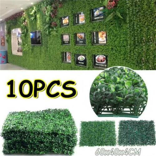 10x Pcs Artificial Plant Wall Panel Grass Hedge Vertical Foliage Garden Green