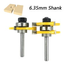 Tongue Groove Router Bit Set, 1/4inch 6.35mm 3-Teeth T-shape Wood Working