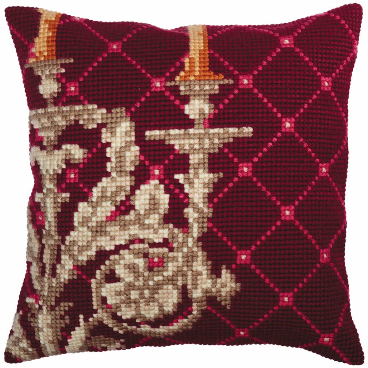 CdA stamped cross stitch kit cushion ""Candlestick"" 5338, 40x40cm, DIY