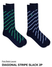 Polo Ralph Lauren Men's 2 Pack Diagonal Stripe Slack Sock Navy NWT FREE SHIPPING