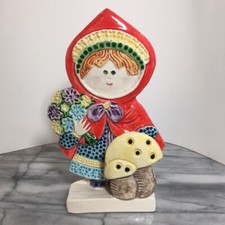 Vtg Ceramic Red Riding Hood Mushroom Toothbrush Holder Made in Italy M E Duncan