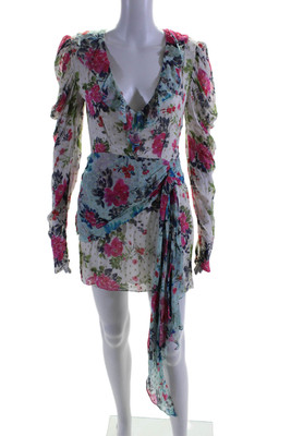 Rococo Sand Womens Floral Print V-Neck Long Sleeve Dress Multicolor Size S
