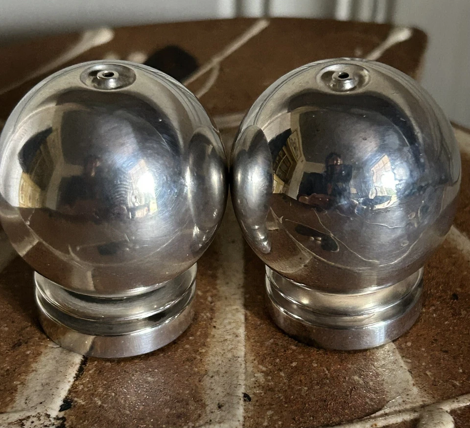 Salero y pimentero pirámide de plata esterlina Georg Jensen modelo 632 vintage Foto 2 de 4