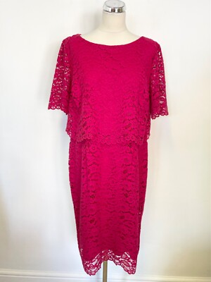 JACQUES VERT RASPBERRY PINK FLORAL LACE SPECIAL OCCASION SHIFT DRESS SIZE  18 | eBay