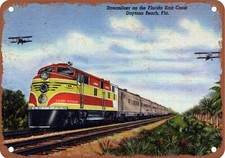 METAL SIGN - FEC Streamliner Henry Flagler at Daytona Beach - Vintage Rusty Look