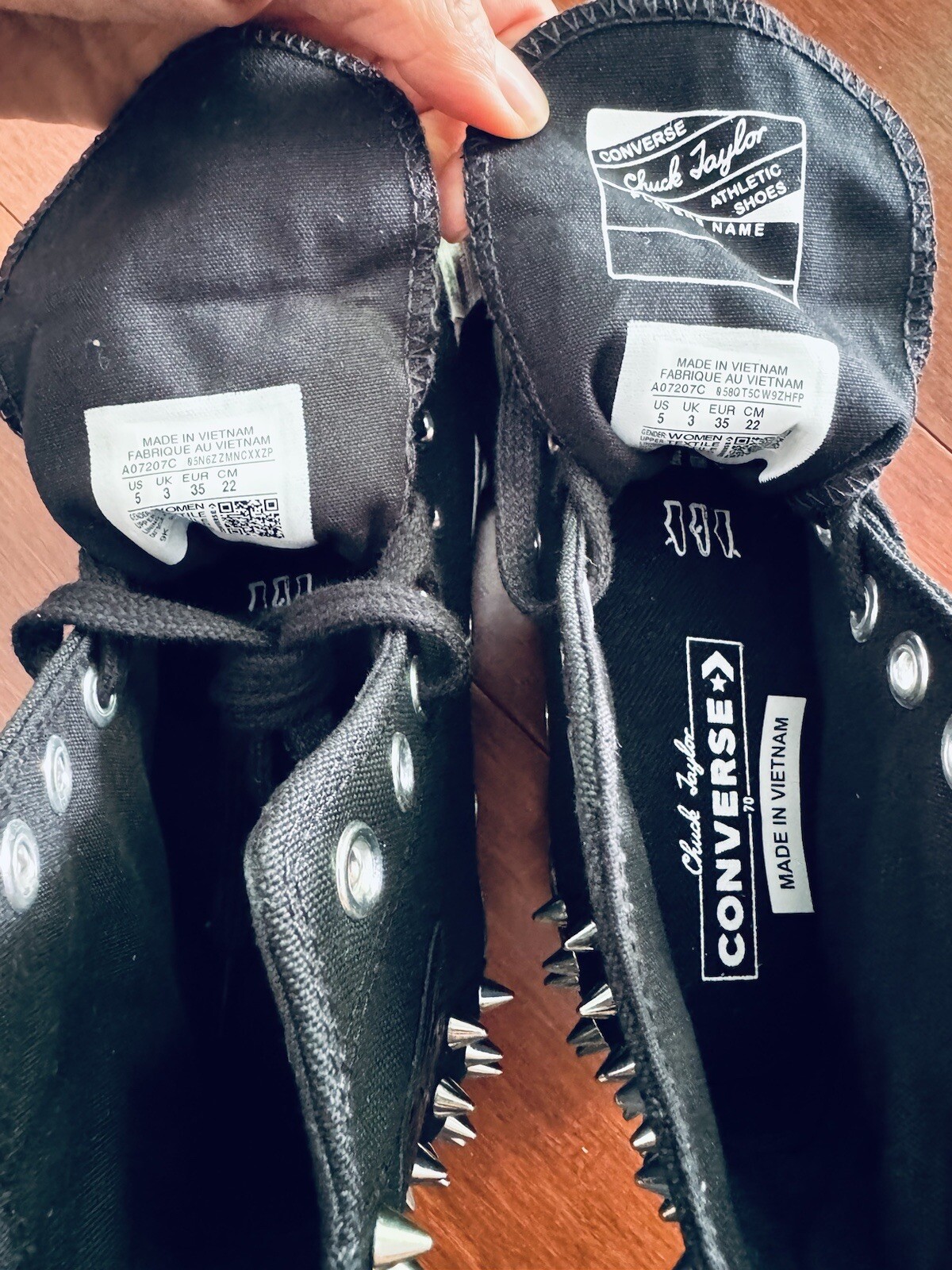 Converse Taylor All Star 70 High Top Chunky Sneakers Black Studs US5 (Run1/2Big) thumbnail 14