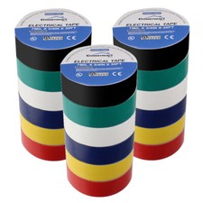 3/4" x 30' 18 Pack Bulk Lot Electrical Electricans Tape Multi Color CON3110MC x3