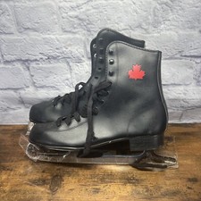 Vintage Canada Red Flyer SLM Black Figure Skates Size 11 Skating