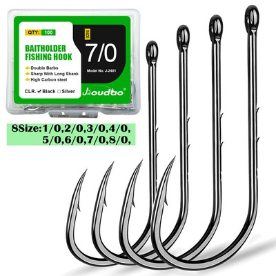 100Pcs Baitholder Bait Hook High Carbon Steel Silber Long Shank Angelhaken