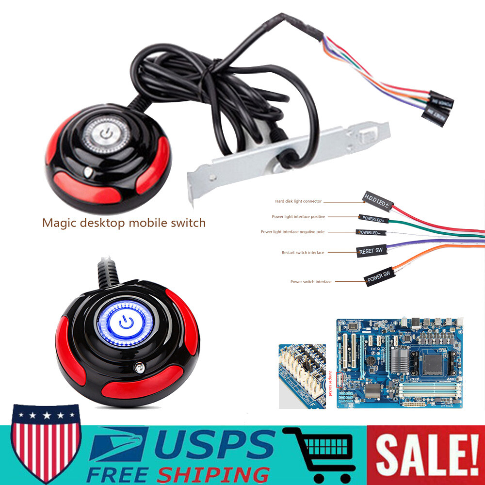 Portable PC Desktop Computer Case Power Supply on/off Reset HDD Button