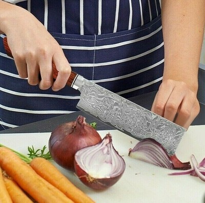 Nakiri Knife 67 Layers Damascus Steel Wood Handle Chef Slicing Beef Cut Cleaver