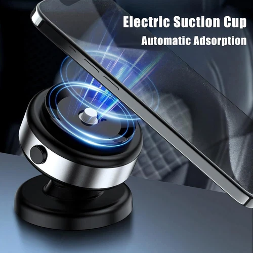 Electric Vacuum Magnetic Suction Cup Car Phone Holder Stand Mount 360° Rotation - Picture 2 of 11