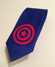 Captain America Tie, Really Cool Necktie, Blue And Red Design, Stylish, Elegant