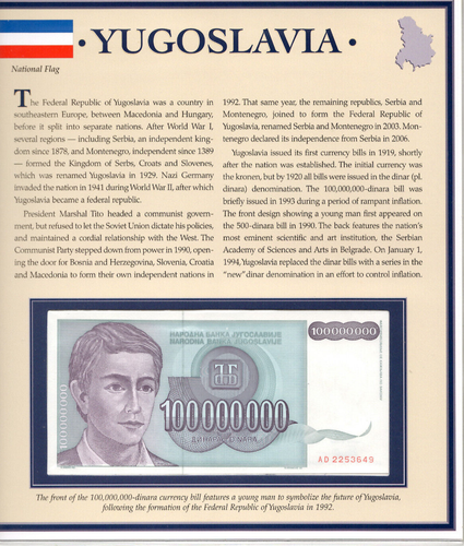 PCS Historic Currency Yugoslavia 1993 100 Million Dinara P-124 UNC AD2253649 - 第 1/2 張圖片