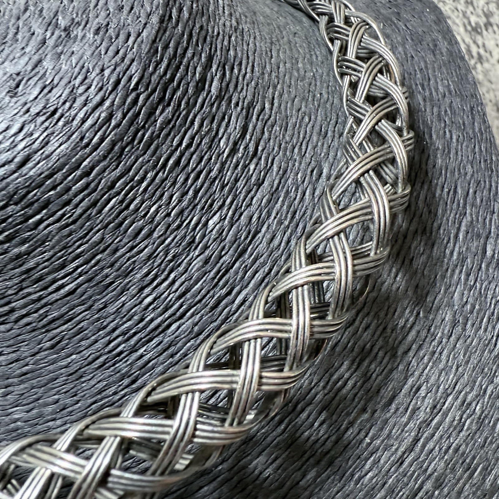 RETRO Braided Solid Collar Necklace Dark Silver T… - image 4