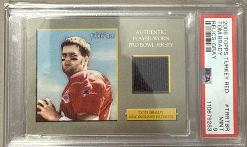 2006 Topps Turkey Red Gray Pro Bowl Worn Jersey Tom Brady #TRRTBR - PSA 9