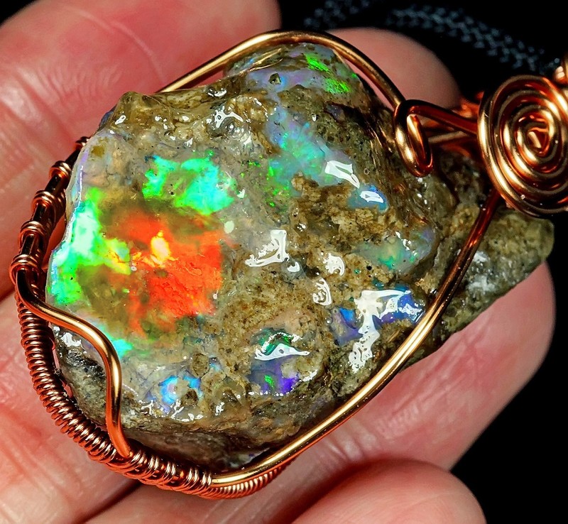 66Ct African Crystal Opal Rough Wire Wrapped Pendant PYRS100