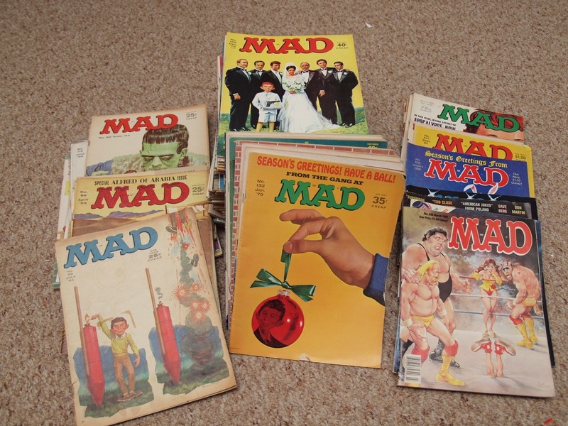 Mad Magazine, 60s, 70s, 80s; lot of 93 single issues; most very good cond