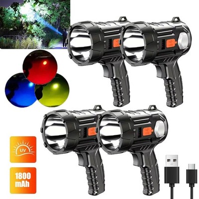 4X 90000000LM Bright Solar USB Rechargeable LED Spotlight Flashlight Searchlight