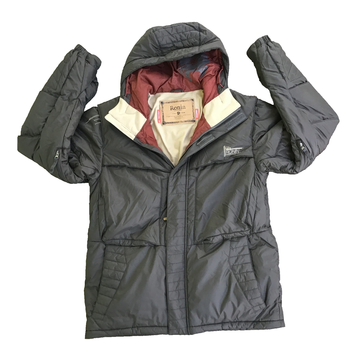 ★ バートンBURTON RONIN スノーボートウェア　L ダウン★ BURTON RONIN Men Medium Puffer Jacket Medium Gray Snowboard Ski La