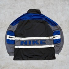 Vintage 90s Nike Track Jacket Jumper Top Festival Men’s Large Black Blue Retro