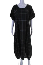 Trine Kryger Simonsen Womens Linen Blend Black Printed Mano Dress Size 44