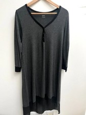 DKNY Grey Dress Size Small – V-Neck, Button Detail & Sheer Drop Hem