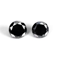 Pair 2p 0.26ct 3mm Round Brilliant Cut Untreated Natural Fancy Jet Black Diamond