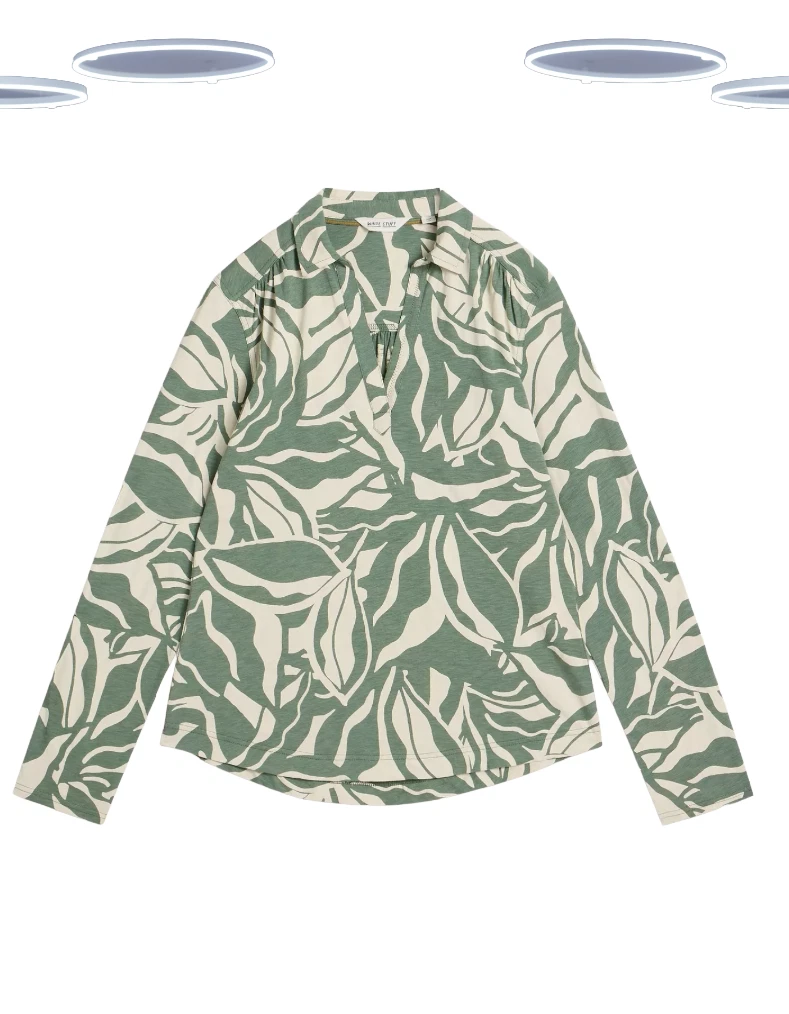 Ex White Stuff Women's Top - Alle Long Sleeve Tree Floral Print Shirt Green
Opens in a new window or
