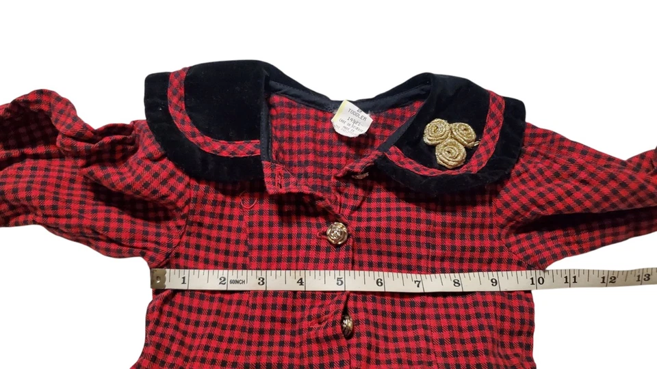 De Colección Rojo Cuadros Una Pieza 2T Niño Mameluco Negro Terciopelo Acento Navidad Conjunto  Foto 4 de 4