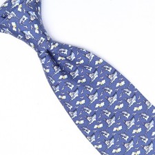 Vineyard Vines Silk Necktie Blue Marlin Deep Sea Fishing Boat Print Tie USA