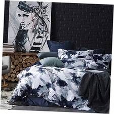 Cotton Queen Duvet Cover Queen 90"x90" Navy Blue - Evan No Comforter 