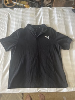 PUMA Essentials Men's Polo Shirt Black Short Sleeve Classic Golf Top XL