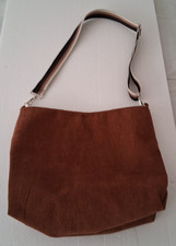 Bolso hobo de pana boho holgado de gran tamaño con correa de guitarra azteca marrón óxido
