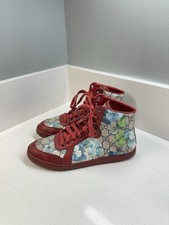 Gucci GG Supreme Floral High Top Sneakers Red...