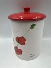 Rayware Alpine Poppy Tea Storage Ceramic Red White Container Vgc